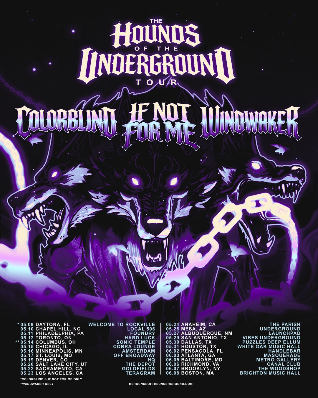 Colorblind The Hounds Of The Underground Tour Poster 2026